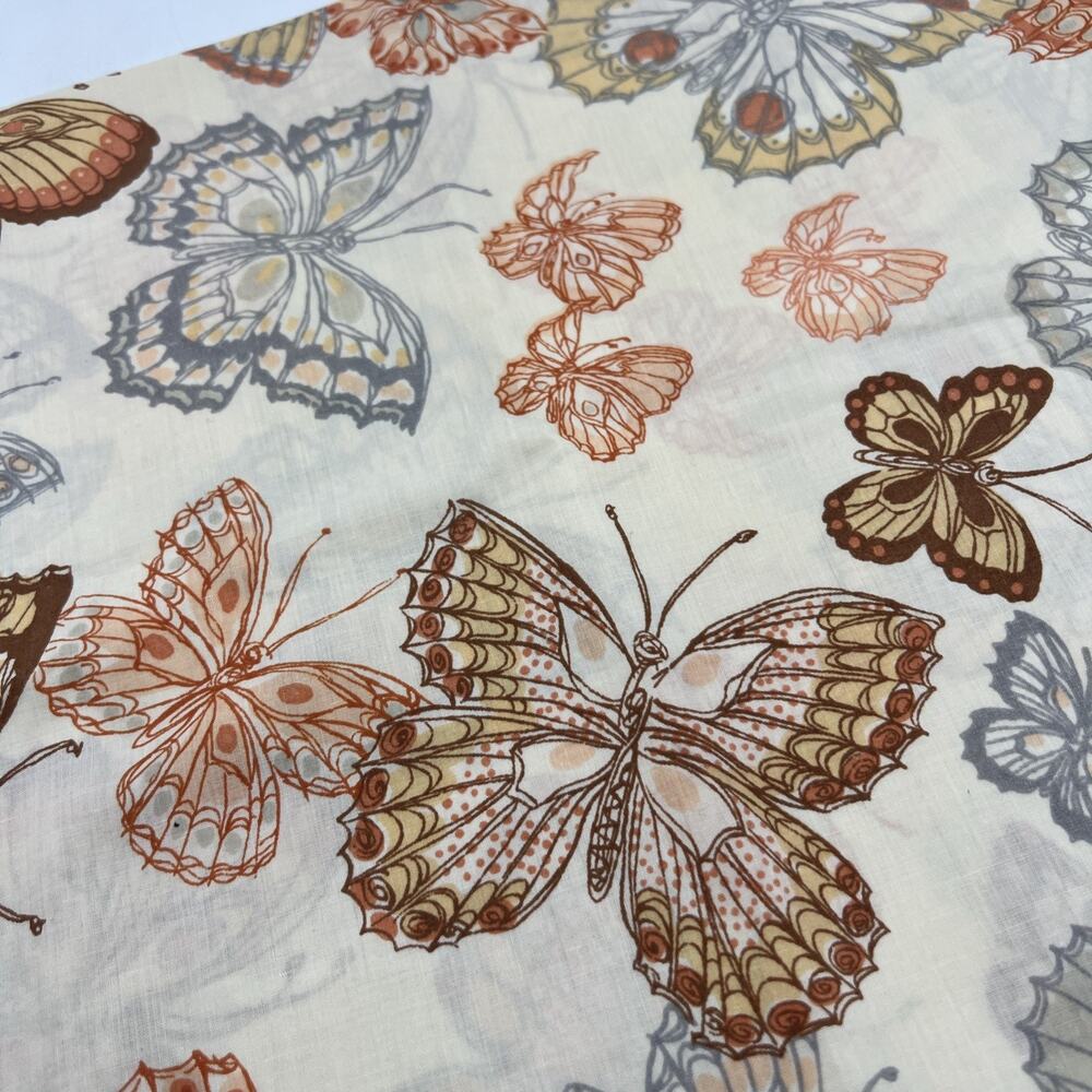 Vtg Butterfly Garden Standard Pillowcase Orange Brown 1970s Retro Percale USA